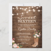 Rustic Boots Cowgirl 16 . Geburtstag 16 Einladung (Vorderseite)