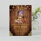 Rustic Boots Cowgirl Quinceañera 15. Geburtstag In Folieneinladung (Stehend vorne)