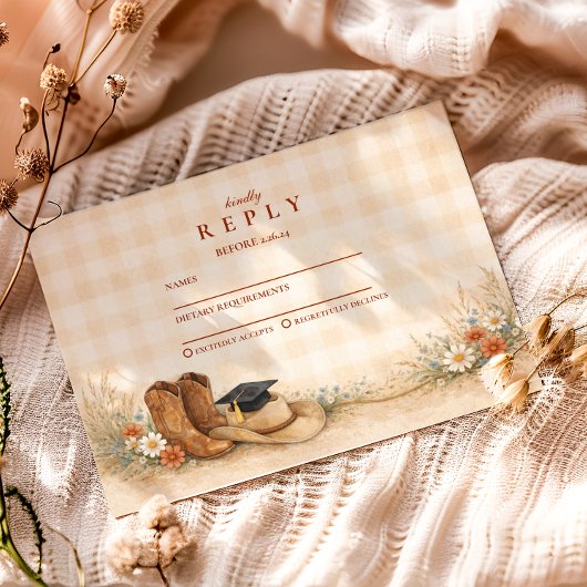 Rustic Boots Graduation Party RSVP Karte