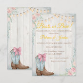 Rustic Boots or Bows Gender Reveal  Einladung (Vorne/Hinten)