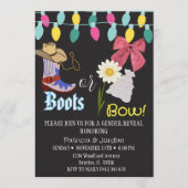 Rustic Boots or Bows Gender Reveal Einladung (Vorderseite)
