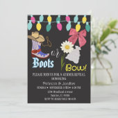 Rustic Boots or Bows Gender Reveal Einladung (Stehend Vorderseite)
