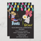 Rustic Boots or Bows Gender Reveal Einladung (Vorne/Hinten)