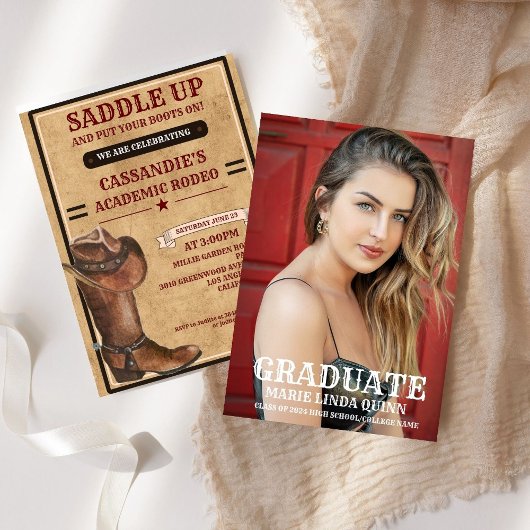 Rustic Boots Western Cowboy Abschluss Einladung