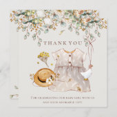 Rustic Botanical Baby Girl Dusche Danke Karte (Vorne/Hinten)