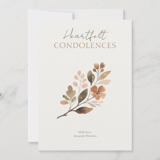 Rustic Botanical Brown Tones Branch Sympathy (Vorderseite)