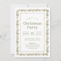 Rustic Botanical Christmas Party Einladung