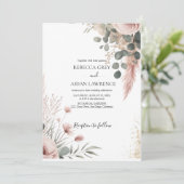 Rustic Botanical Eucalyptus Greenery Wedding Einladung (Stehend Vorderseite)