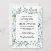Rustic Botanical Eucalyptus Greenery Wedding Einladung (Vorderseite)