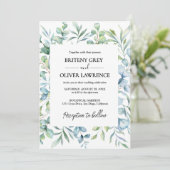 Rustic Botanical Eucalyptus Greenery Wedding Einladung (Stehend Vorderseite)