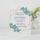 Rustic Botanical Eucalyptus Greenery Wedding Einladung (Stehend Vorderseite)