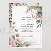 Rustic Botanical Eucalyptus Greenery Wedding Einladung (Vorne/Hinten)