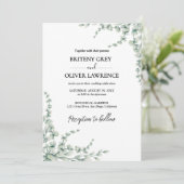 Rustic Botanical Eucalyptus Greenery Wedding Einladung (Stehend Vorderseite)