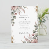 Rustic Botanical Eucalyptus Greenery Wedding  Einladung (Stehend Vorderseite)