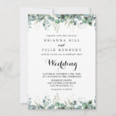 Rustic Botanical Eucalyptus Greenery Wedding Einladung (Vorderseite)
