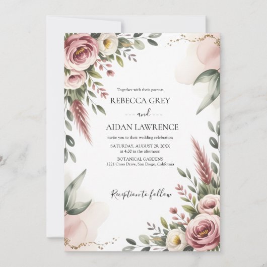 Rustic Botanical Eucalyptus Greenery Wedding Einladung (Vorderseite)