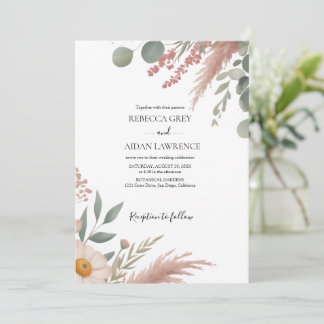 Rustic Botanical Eucalyptus Greenery Wedding Einladung