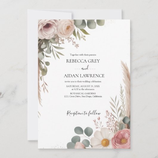 Rustic Botanical Eucalyptus Greenery Wedding  Einladung (Vorderseite)