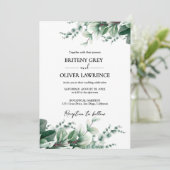 Rustic Botanical Eucalyptus Greenery Wedding Einladung (Stehend Vorderseite)