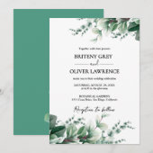 Rustic Botanical Eucalyptus Greenery Wedding Einladung (Vorne/Hinten)