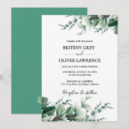 Rustic Botanical Eucalyptus Greenery Wedding Einladung