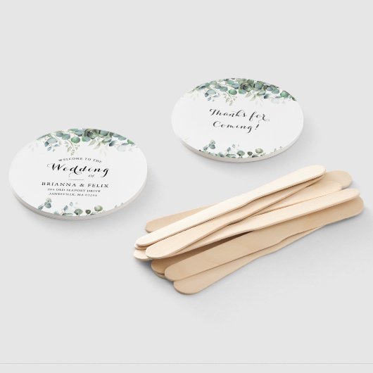 Rustic Botanical Eucalyptus Greenery Wedding Fächer (Non-assembled)