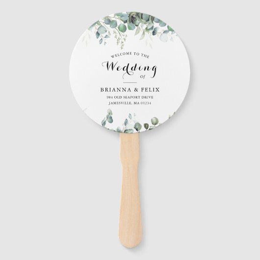 Rustic Botanical Eucalyptus Greenery Wedding Fächer (Vorderseite)