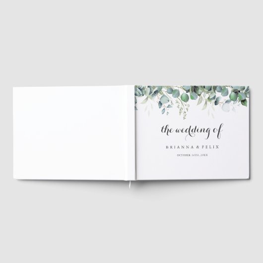 Rustic Botanical Eucalyptus Greenery Wedding Gästebuch (Voll)