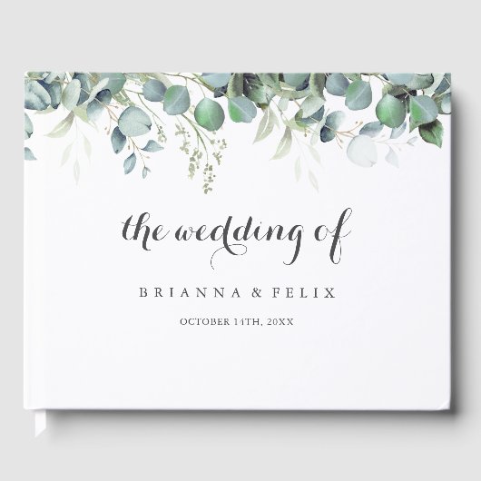 Rustic Botanical Eucalyptus Greenery Wedding Gästebuch (Vorderseite)