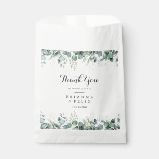 Rustic Botanical Eucalyptus Greenery Wedding Geschenktütchen (Vorderseite)