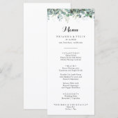 Rustic Botanical Eucalyptus Greenery Wedding Menükarte (Vorne/Hinten)