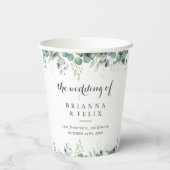 Rustic Botanical Eucalyptus Greenery Wedding Pappbecher (Rückseite)