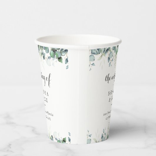 Rustic Botanical Eucalyptus Greenery Wedding Pappbecher (Rechts)