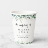 Rustic Botanical Eucalyptus Greenery Wedding Pappbecher (Vorderseite)