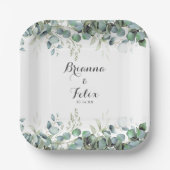 Rustic Botanical Eucalyptus Greenery Wedding Pappteller (Vorderseite)
