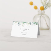 Rustic Botanical Eucalyptus Greenery Wedding Platzkarte (Rückseite)