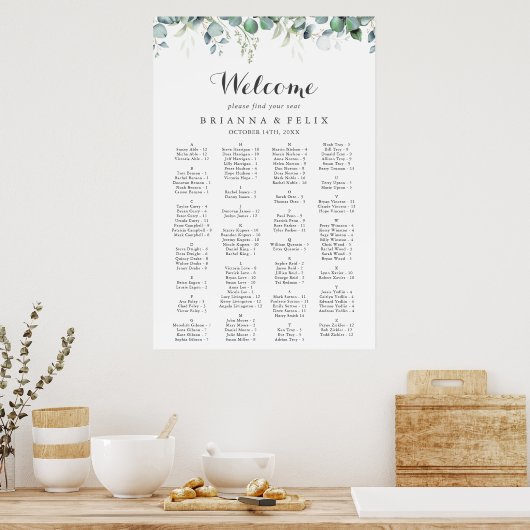 Rustic Botanical Eucalyptus Greenery Wedding Poster (Küche)