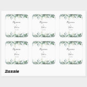 Rustic Botanical Eucalyptus Greenery Wedding Quadratischer Aufkleber (Blatt)