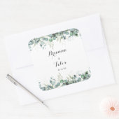 Rustic Botanical Eucalyptus Greenery Wedding Quadratischer Aufkleber (Umschlag)