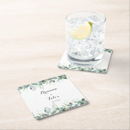 Rustic Botanical Eucalyptus Greenery Wedding Rechteckiger Pappuntersetzer