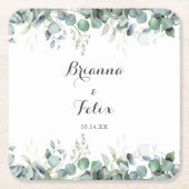 Rustic Botanical Eucalyptus Greenery Wedding Rechteckiger Pappuntersetzer (Vorderseite)