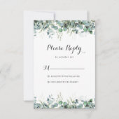 Rustic Botanical Eucalyptus Greenery Wedding RSVP Karte (Vorderseite)