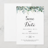 Rustic Botanical Eucalyptus Greenery Wedding Save The Date (Vorne/Hinten)