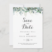 Rustic Botanical Eucalyptus Greenery Wedding Save The Date (Vorderseite)