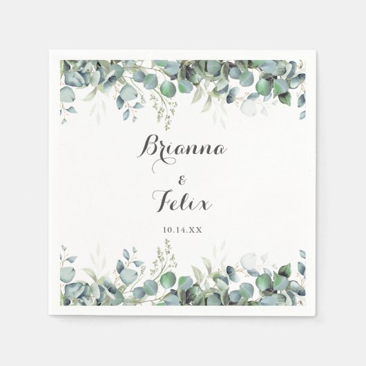 Rustic Botanical Eucalyptus Greenery Wedding Serviette (Vorderseite)