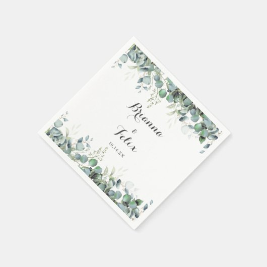 Rustic Botanical Eucalyptus Greenery Wedding Serviette (Ecke)