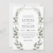 Rustic Botanical Eucalyptus Modern QR Code Wedding Einladung (Vorderseite)