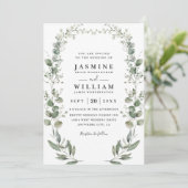 Rustic Botanical Eucalyptus Modern QR Code Wedding Einladung (Stehend Vorderseite)