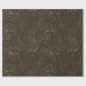 Rustic Botanical Face Line Pattern (1) Geschenkpapier (Flach)