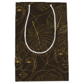Rustic Botanical Face Line Pattern (1) Mittlere Geschenktüte (Vorderseite)